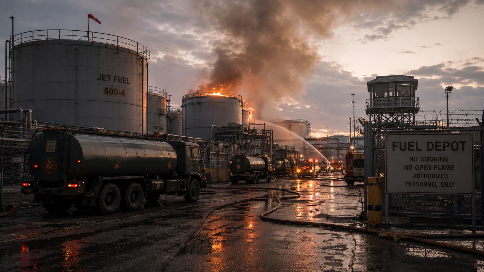 Fuel depot fire